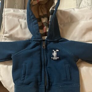 Burberry Navy Kids Hoodie with Iconic Check Lining